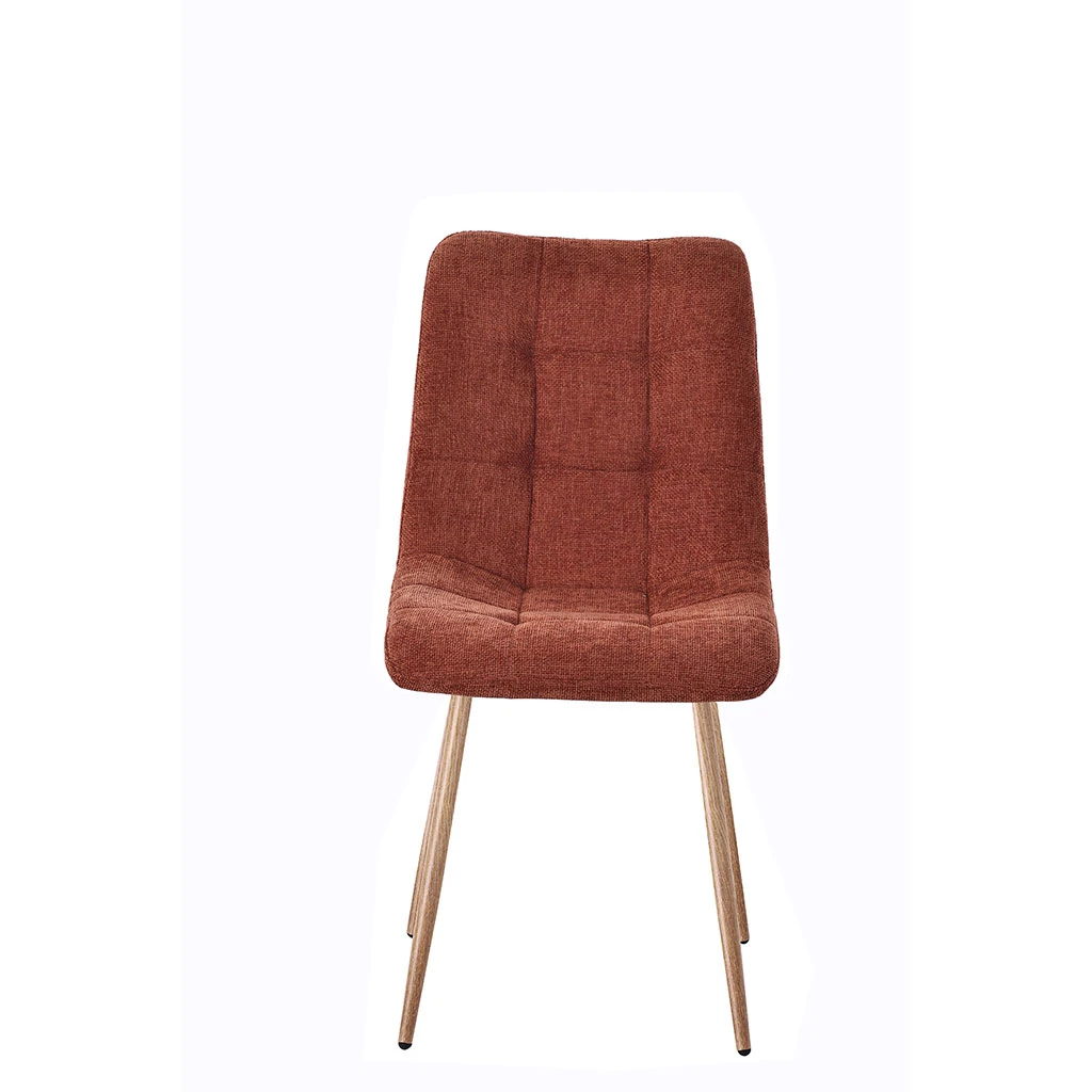 Chaise De Salle à Manger En Tissu Terracotta Et Pieds En Métal Effet Bois - Oslo 2 Chaise De Salle à Manger En Tissu Terracotta Et Pieds En Métal Effet Bois - Oslo – Image 2