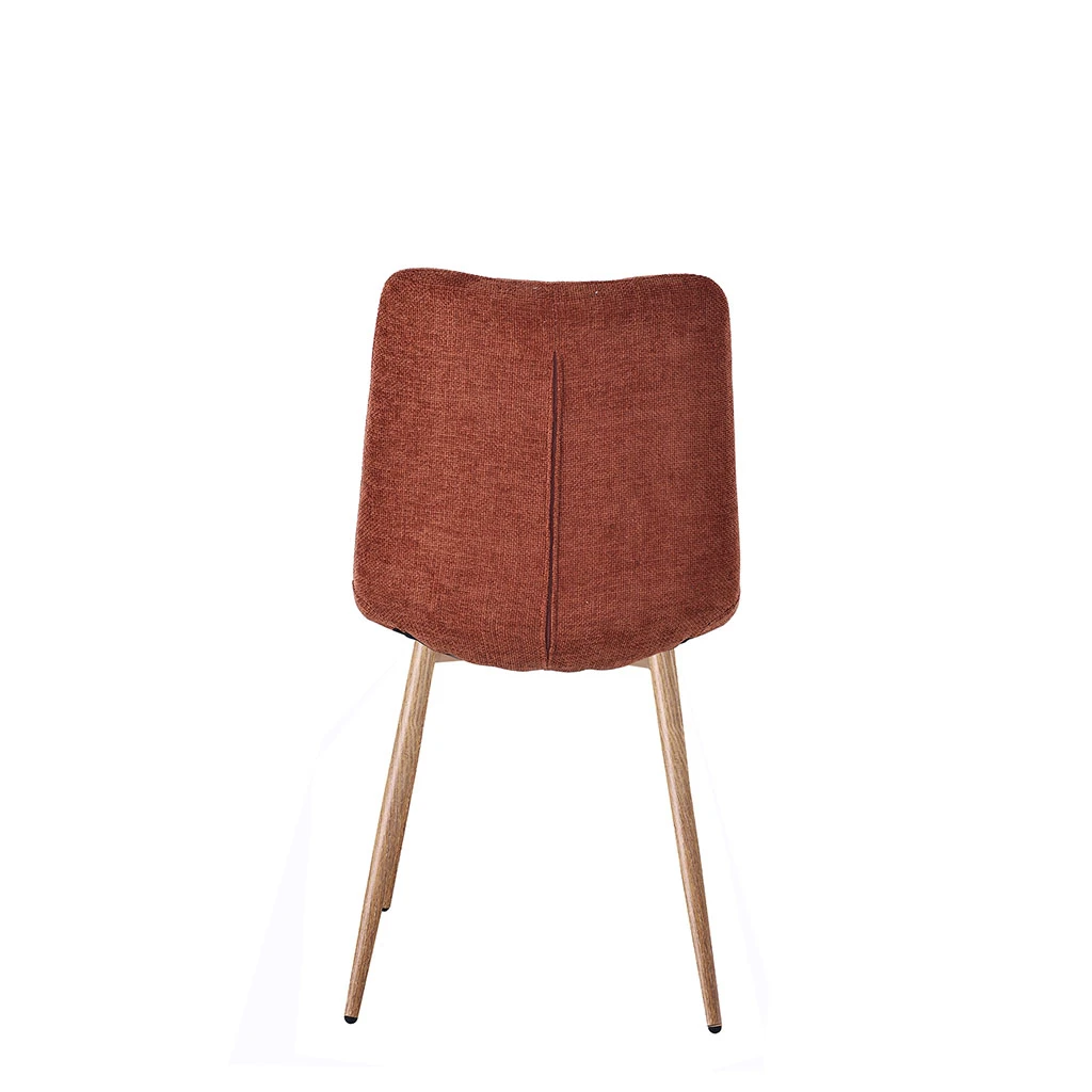 Chaise De Salle à Manger En Tissu Terracotta Et Pieds En Métal Effet Bois - Oslo 4 Chaise De Salle à Manger En Tissu Terracotta Et Pieds En Métal Effet Bois - Oslo – Image 4