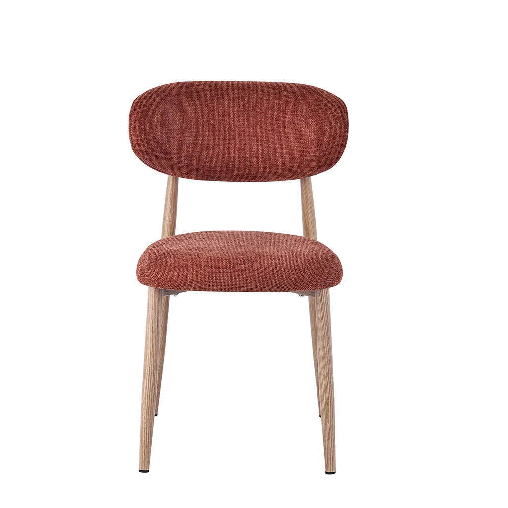 Chaise De Salle à Manger En Tissu Terracotta Et Pieds En Métal Effet Bois - Copenhague 2 Chaise De Salle à Manger En Tissu Terracotta Et Pieds En Métal Effet Bois - Copenhague – Image 2