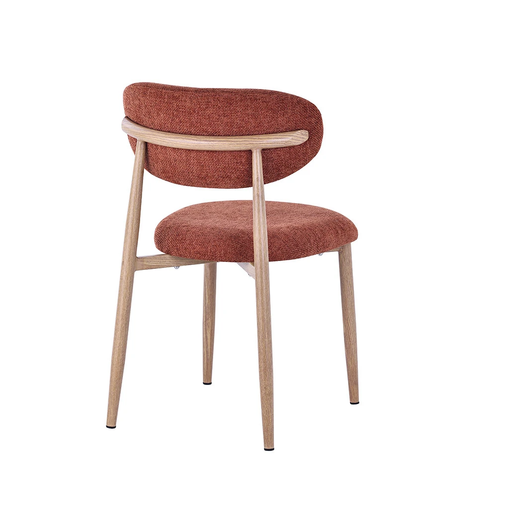 Chaise De Salle à Manger En Tissu Terracotta Et Pieds En Métal Effet Bois - Copenhague 5 Chaise De Salle à Manger En Tissu Terracotta Et Pieds En Métal Effet Bois - Copenhague – Image 5