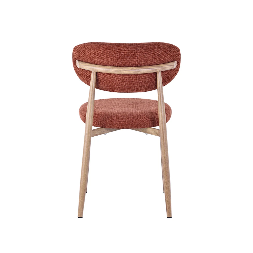 Chaise De Salle à Manger En Tissu Terracotta Et Pieds En Métal Effet Bois - Copenhague 4 Chaise De Salle à Manger En Tissu Terracotta Et Pieds En Métal Effet Bois - Copenhague – Image 4