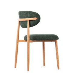 Chaise De Salle à Manger En Tissu Vert Et Pieds En Métal Effet Bois - Copenhague -Magasin Général Pour La Maison chaise de salle a manger en tissu vert et pieds en metal effet bois c 698549 FRN03 WEB