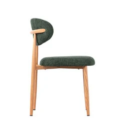 Chaise De Salle à Manger En Tissu Vert Et Pieds En Métal Effet Bois - Copenhague -Magasin Général Pour La Maison chaise de salle a manger en tissu vert et pieds en metal effet bois c 698549 FRN05 WEB