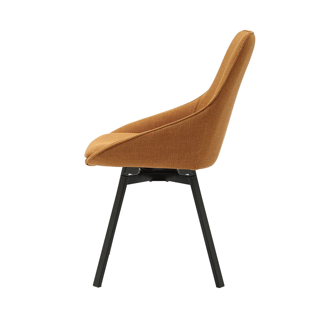 Chaise De Salle à Manger Pivotante En Tissu Miel - Kizim 3 Chaise De Salle à Manger Pivotante En Tissu Miel - Kizim – Image 3
