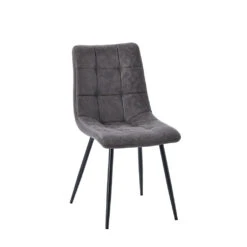 Chaise De Salle à Manger En Microfibre Matelassé Anthracite - Lilly
