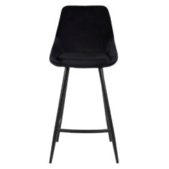 Chaise De Bar En Velours Côtelé Noir H67cm - Ben