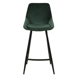 Chaise De Bar En Velours Vert H67cm - Ben