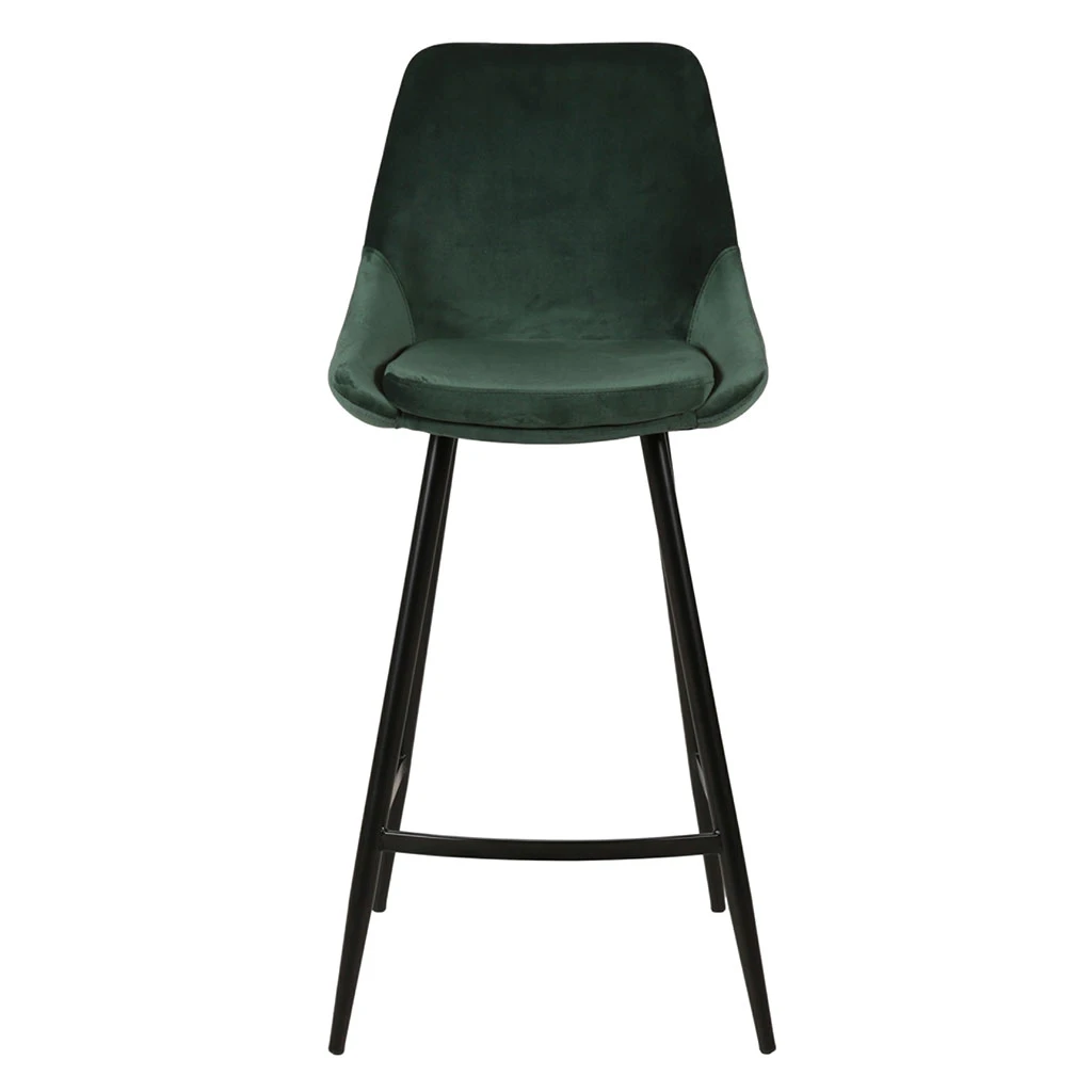 Chaise De Bar En Velours Vert H67cm - Ben 1 Chaise De Bar En Velours Vert H67cm - Ben