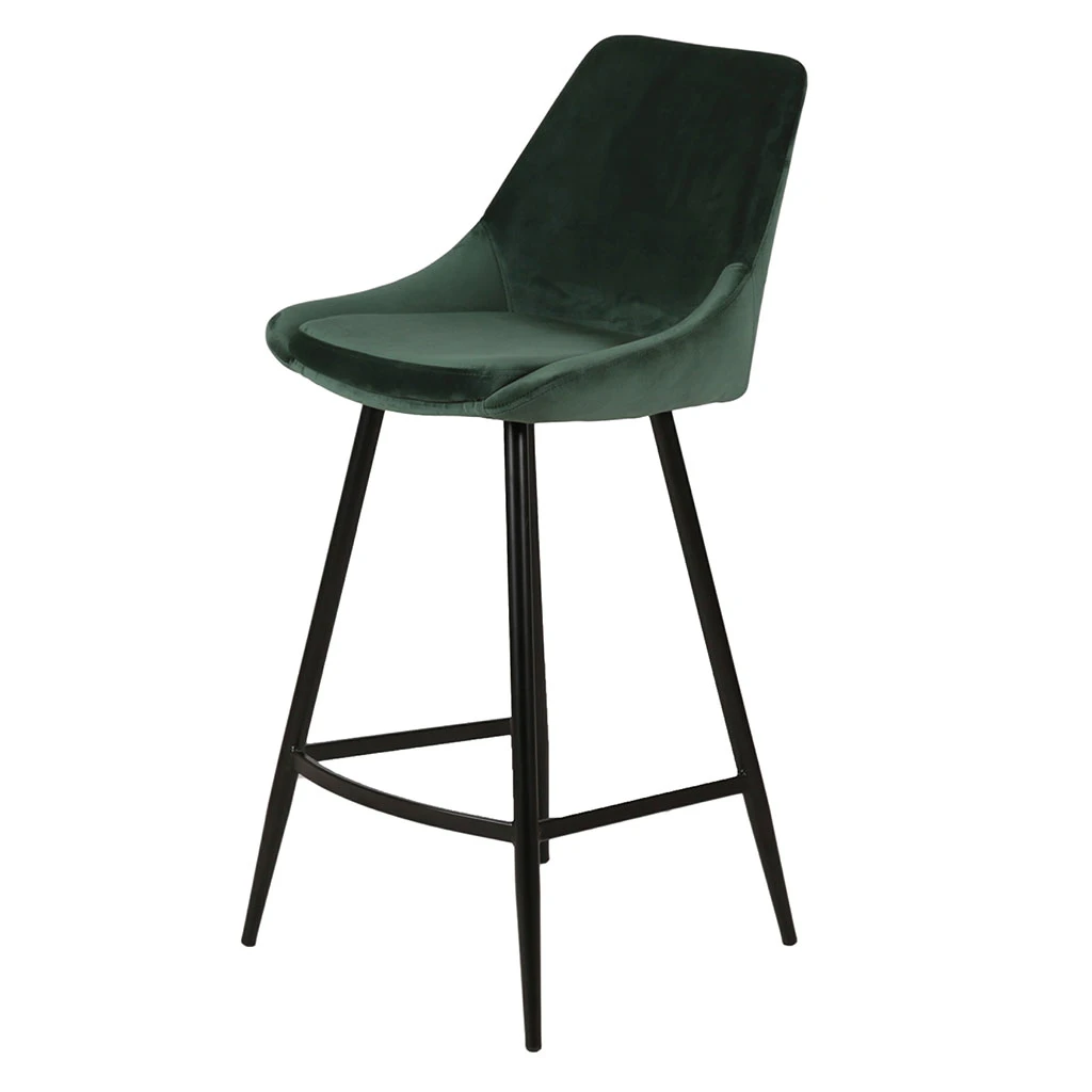 Chaise De Bar En Velours Vert H67cm - Ben 2 Chaise De Bar En Velours Vert H67cm - Ben – Image 2