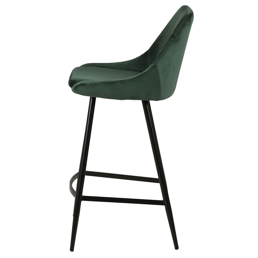 Chaise De Bar En Velours Vert H67cm - Ben 3 Chaise De Bar En Velours Vert H67cm - Ben – Image 3