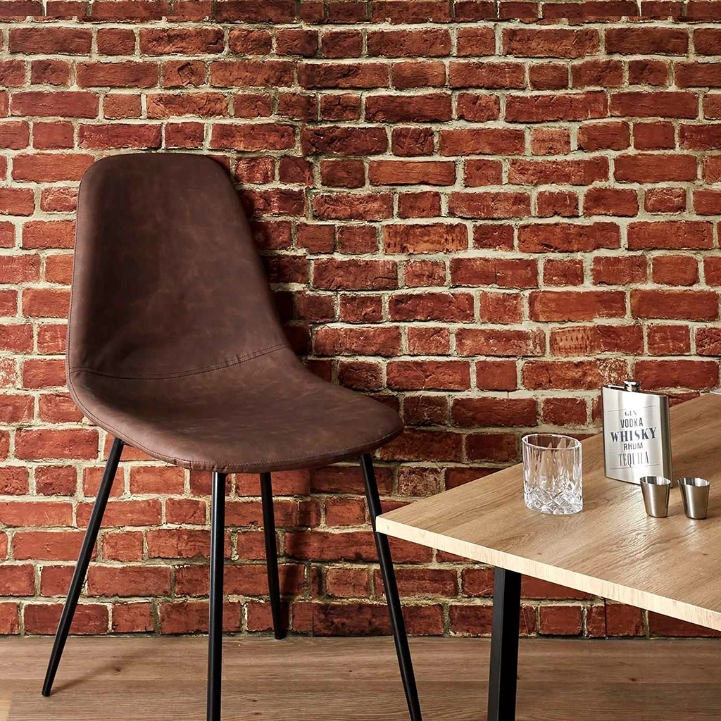 Chaise Salle à Manger Effet Cuir Marron - Amber 5 Chaise Salle à Manger Effet Cuir Marron - Amber – Image 5