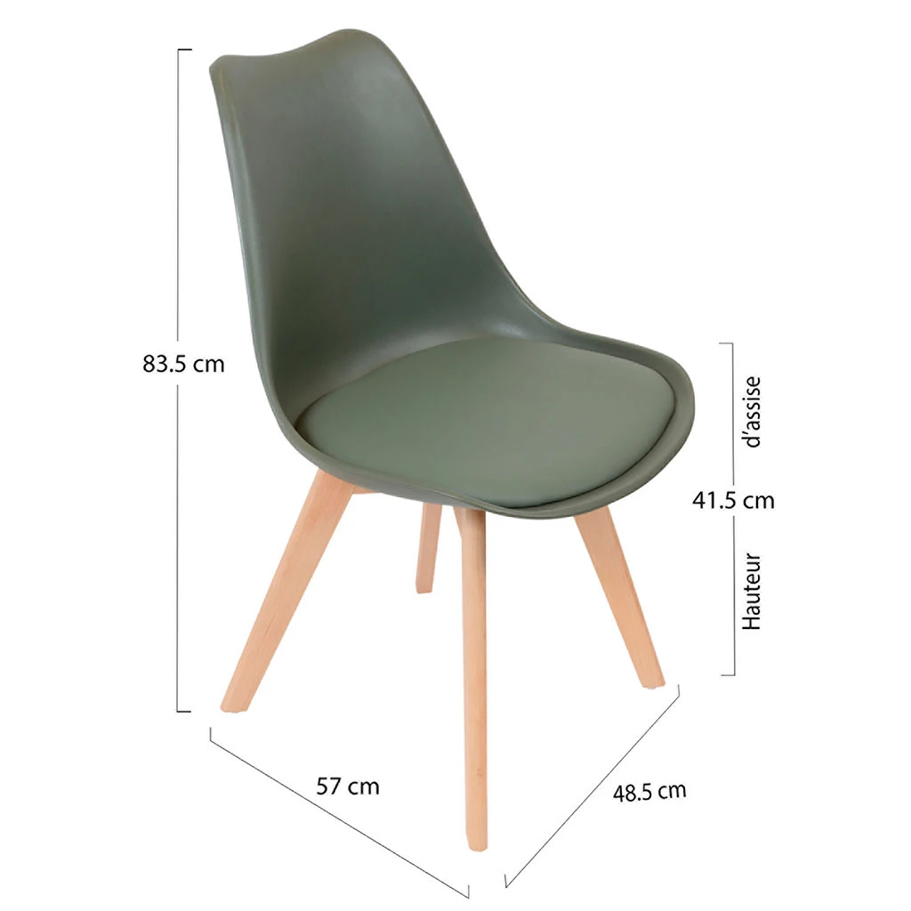 Chaise Salle à Manger Scandinave Kaki - Samantha 8 Chaise Salle à Manger Scandinave Kaki - Samantha – Image 8