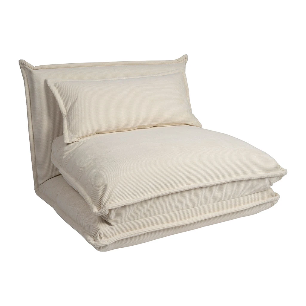 Chauffeuse En Tissu Côtelé écru - Tessia 2 Chauffeuse En Tissu Côtelé écru - Tessia – Image 2