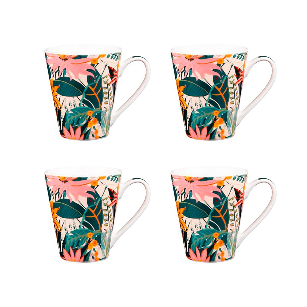 Coffret De 4 Mugs En Porcelaine 31cl - Taiana 1 Coffret De 4 Mugs En Porcelaine 31cl - Taiana