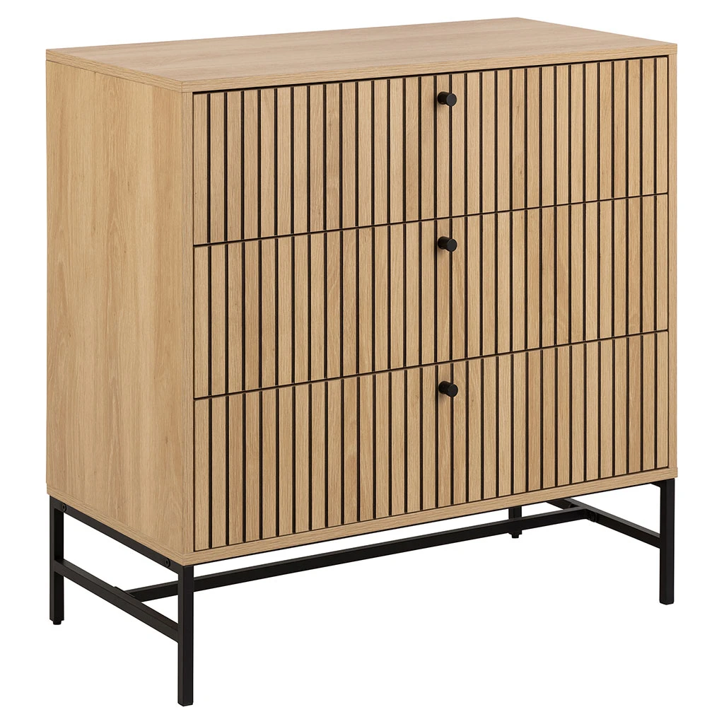 Commode 3 Tiroirs En Bois Naturel H81cm - Albany 1 Commode 3 Tiroirs En Bois Naturel H81cm - Albany