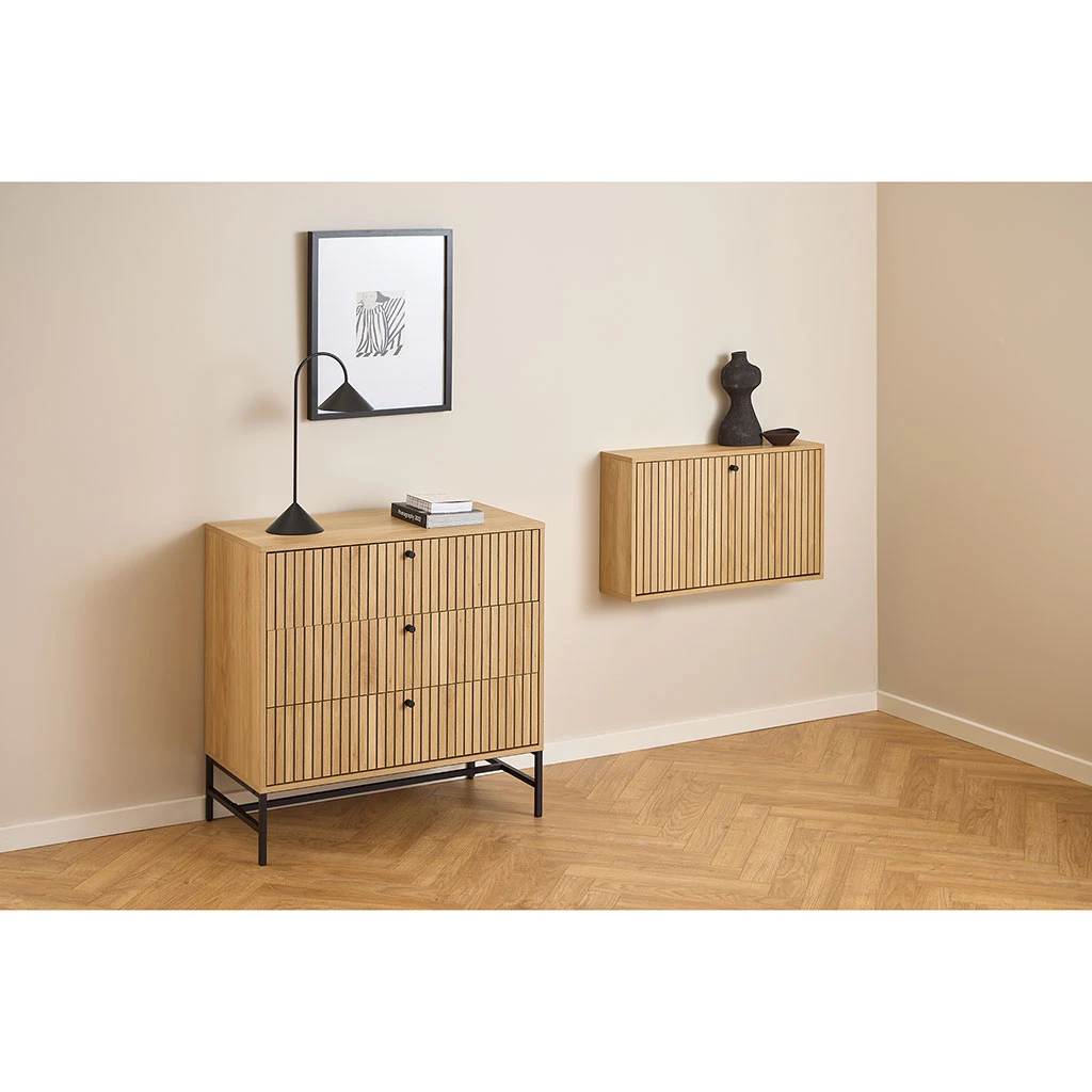 Commode 3 Tiroirs En Bois Naturel H81cm - Albany 8 Commode 3 Tiroirs En Bois Naturel H81cm - Albany – Image 8