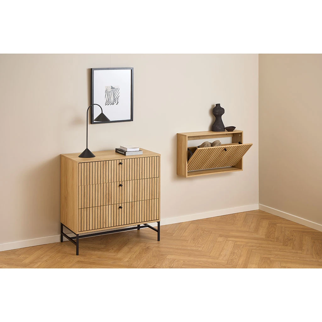 Commode 3 Tiroirs En Bois Naturel H81cm - Albany 9 Commode 3 Tiroirs En Bois Naturel H81cm - Albany – Image 9