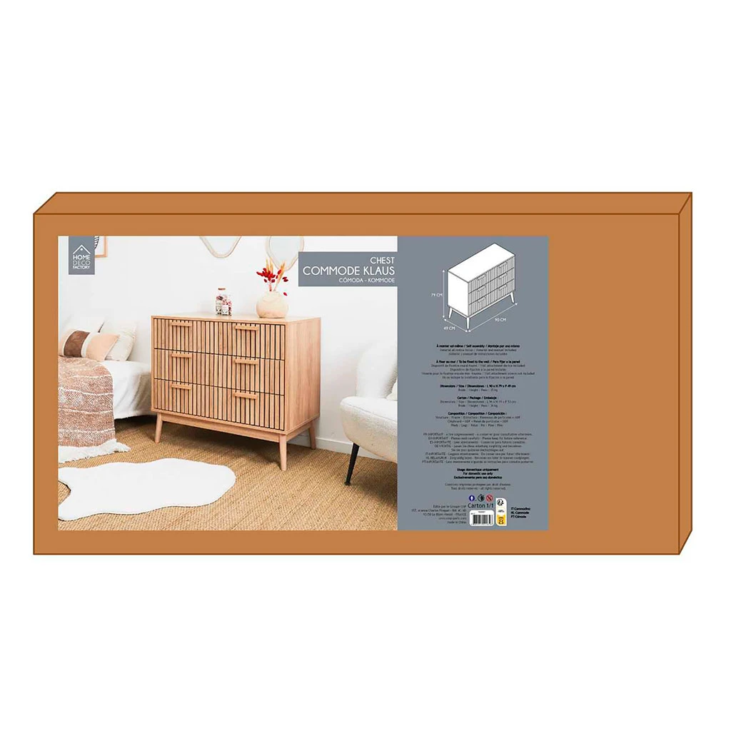 Commode 3 Tiroirs En Pin Naturel - Kara 4 Commode 3 Tiroirs En Pin Naturel - Kara – Image 4