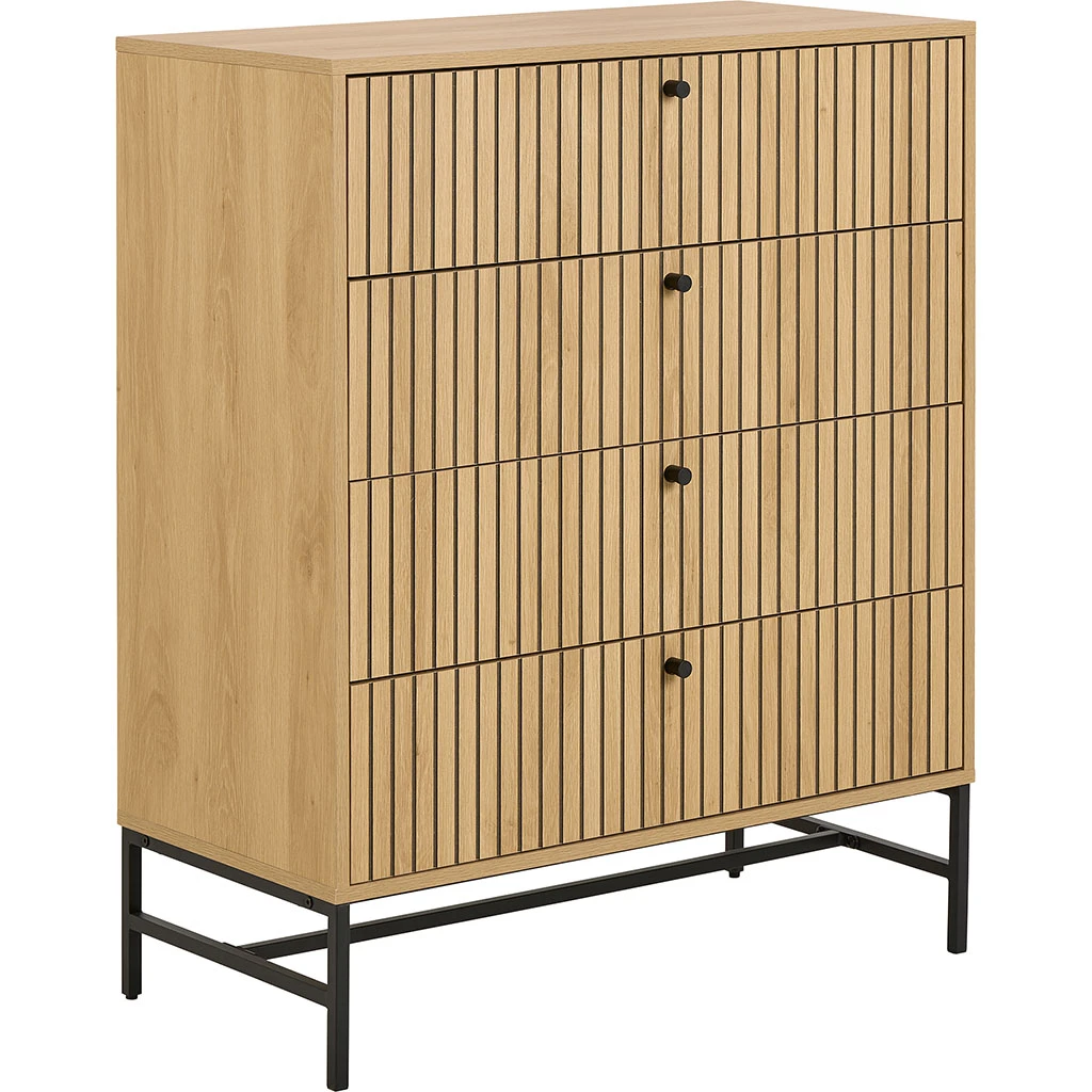 Commode 4 Tiroirs En Bois Naturel H100cm - Albany 1 Commode 4 Tiroirs En Bois Naturel H100cm - Albany