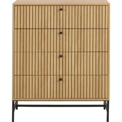 Commode 4 Tiroirs En Bois Naturel H100cm - Albany 10 Commode 4 Tiroirs En Bois Naturel H100cm - Albany -Magasin Général Pour La Maison commode 4 tiroirs en bois naturel h100cm albany 698993 698993 FRN02 WEB 1