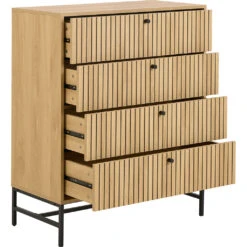 Commode 4 Tiroirs En Bois Naturel H100cm - Albany 13 Commode 4 Tiroirs En Bois Naturel H100cm - Albany -Magasin Général Pour La Maison commode 4 tiroirs en bois naturel h100cm albany 698993 698993 FRN04 WEB 1
