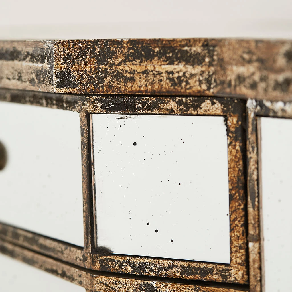 Commode En Bois Miroir Patine 4 Tiroirs H88cm 5 Commode En Bois Miroir Patine 4 Tiroirs H88cm – Image 5