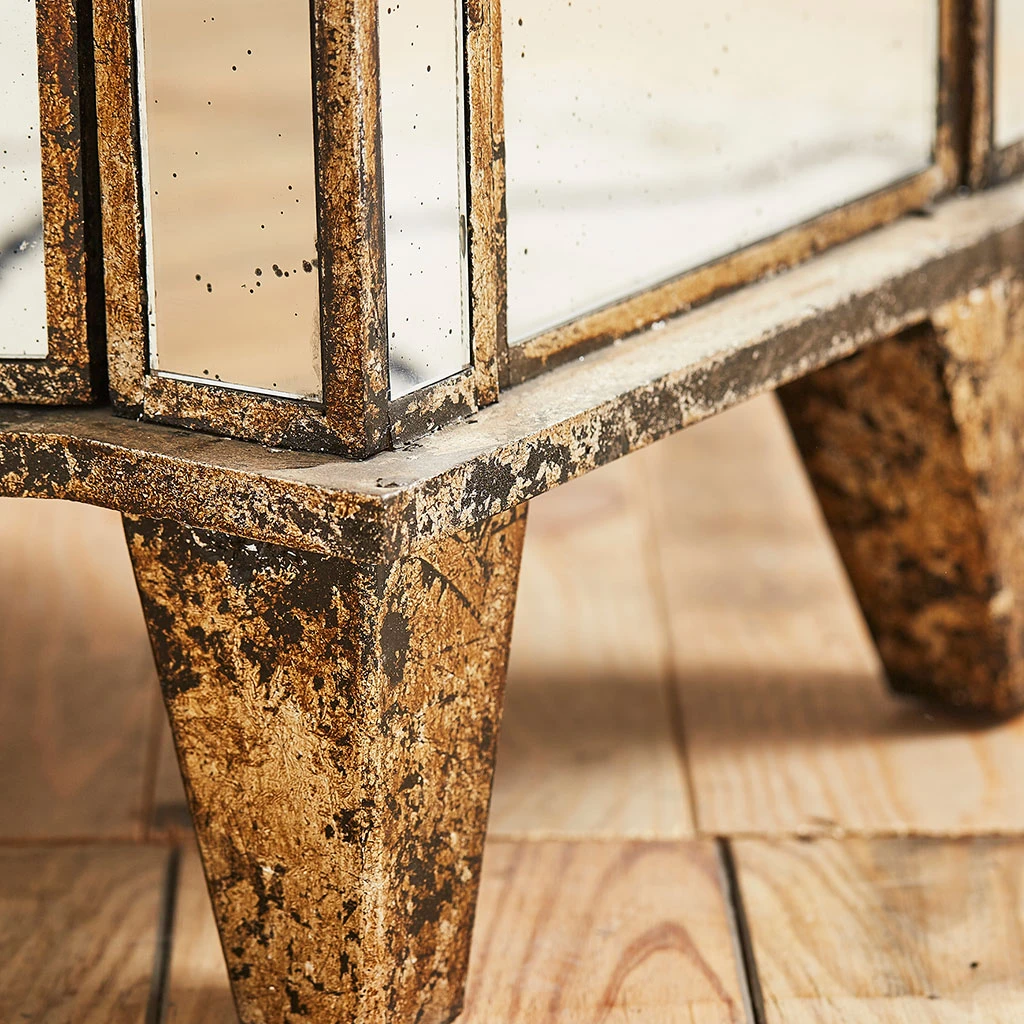 Commode En Bois Miroir Patine 4 Tiroirs H88cm 6 Commode En Bois Miroir Patine 4 Tiroirs H88cm – Image 6