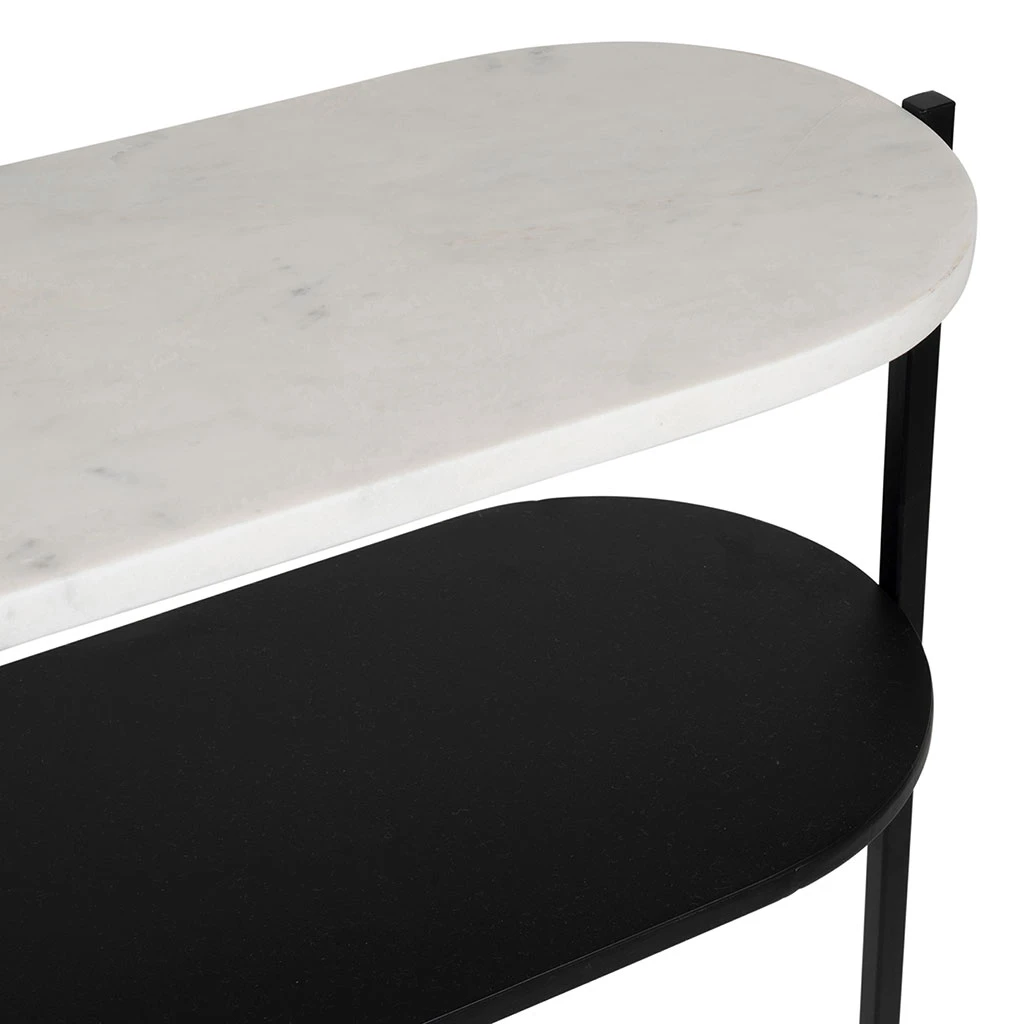 Console Avec étagère En Marbre Et Fer Blanc Et Noir 100x30xh80cm - Eskela 3 Console Avec étagère En Marbre Et Fer Blanc Et Noir 100x30xh80cm - Eskela – Image 3