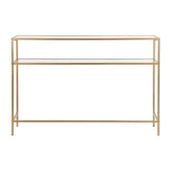 Console En Fer Et Verre Doré 120x33xh80.5cm - Eluminea