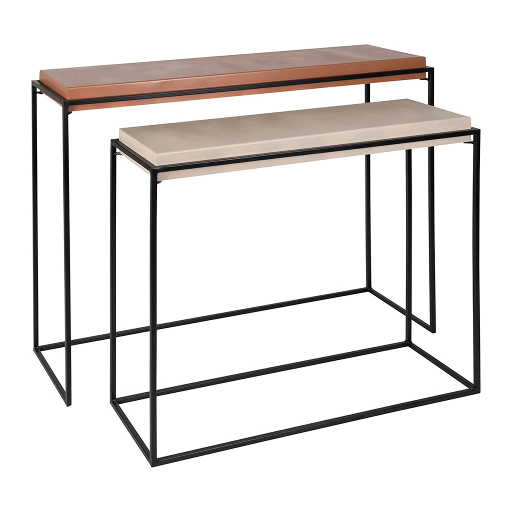 Console Gigogne (x2) En Fer Terracotta Et Beige - Ario 1 Console Gigogne (x2) En Fer Terracotta Et Beige - Ario