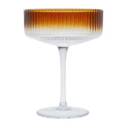 Coupe Champagne Striée En Verre Ambre - Funny