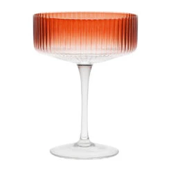 Coupe Champagne Striée En Verre Terracotta - Funny