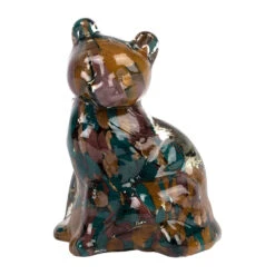 Deco Chat En Verre Multicolore - Felin