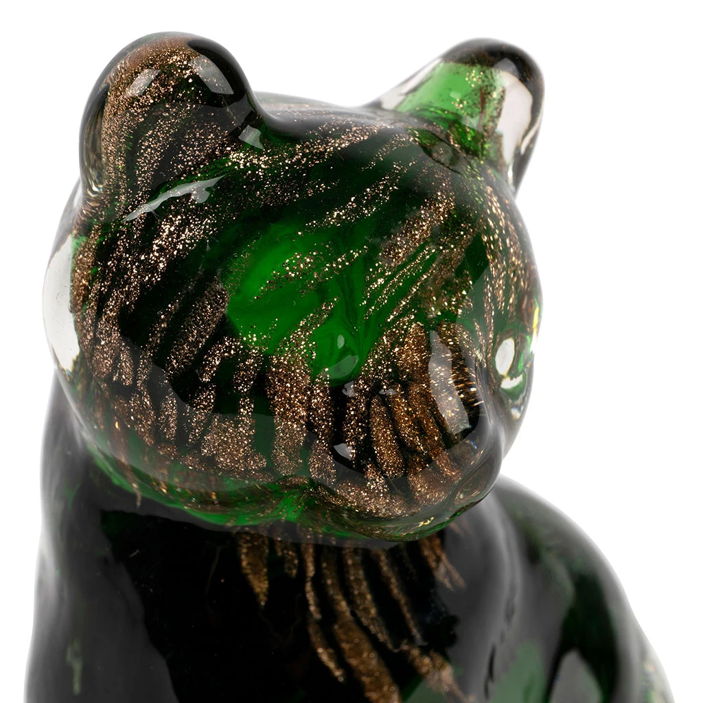 Deco Chat En Verre Vert Et Doré - Félin 3 Deco Chat En Verre Vert Et Doré - Félin – Image 3