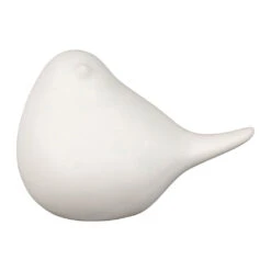 Deco Led Oiseau En Porcelaine Blanc H11cm - Ilobo