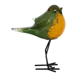 Deco Moineau En Verre Vert Et Jaune - Serin