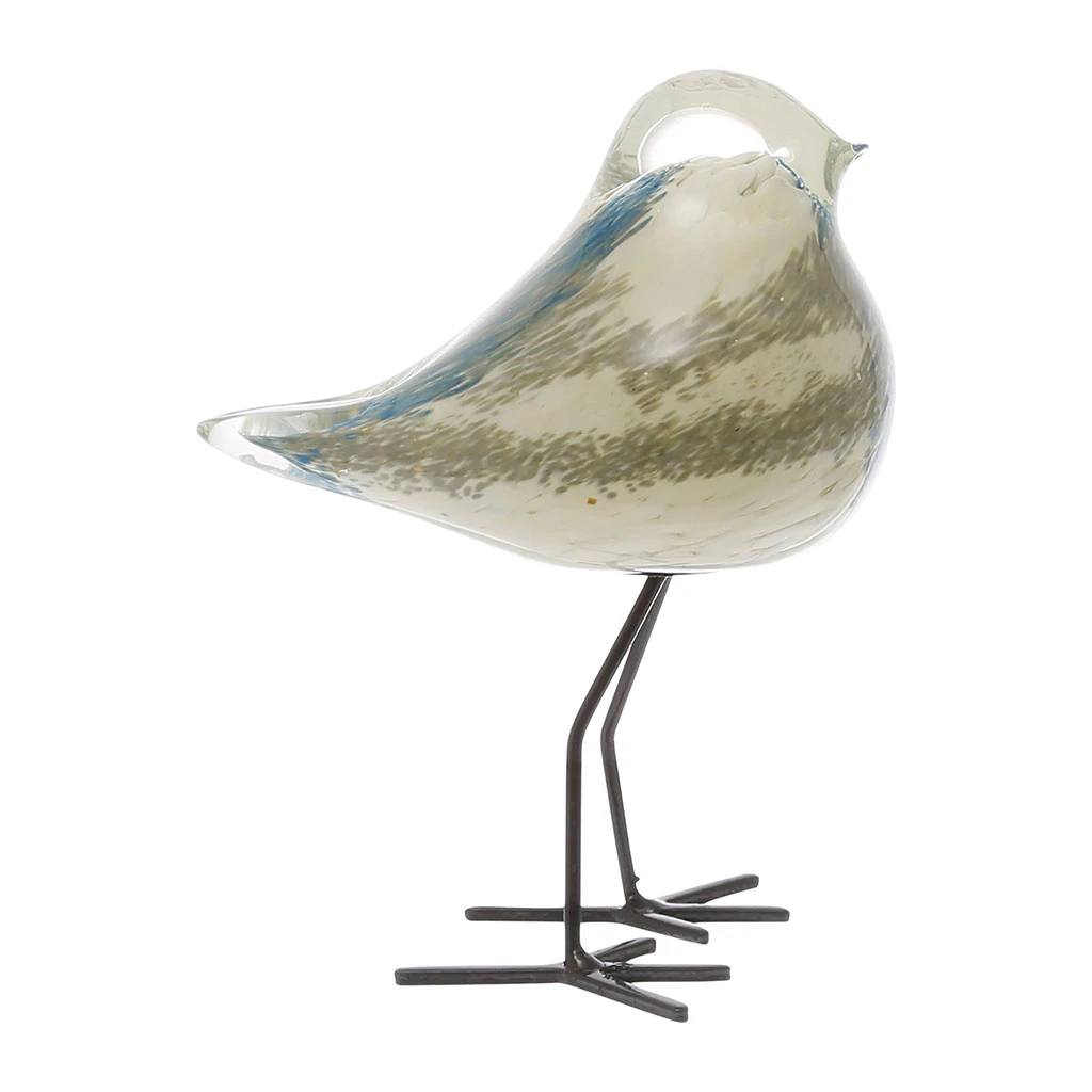 Déco Moineau Serin Ivoire Et Bleu En Verre 1 Déco Moineau Serin Ivoire Et Bleu En Verre