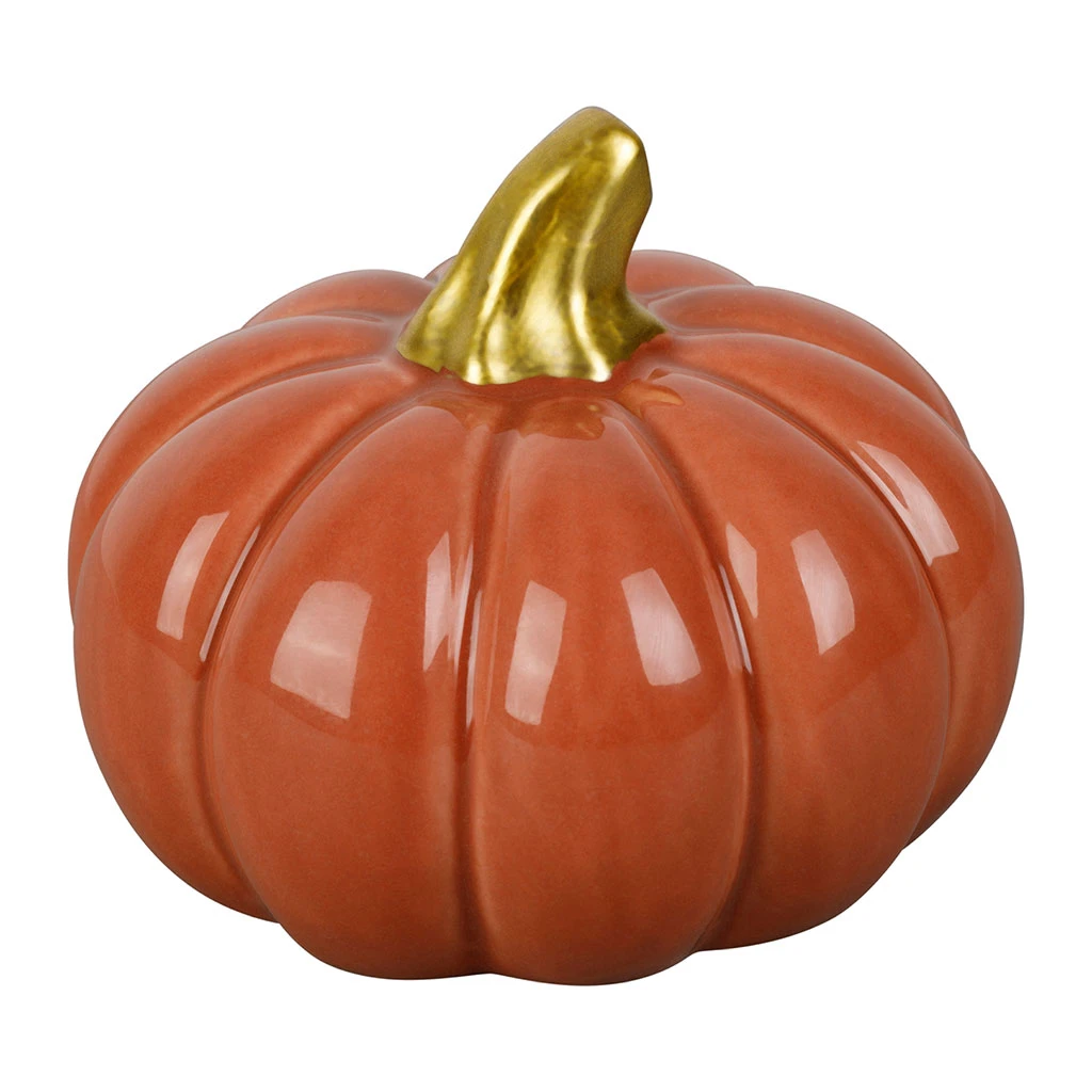 Déco Potiron X3 En Porcelaine Terracotta, Jaune Et Vert D8cm 2 Déco Potiron X3 En Porcelaine Terracotta, Jaune Et Vert D8cm – Image 2