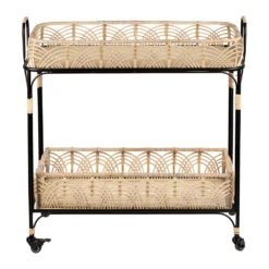 Desserte En Fer Et Rotin 2 Niveaux - Element