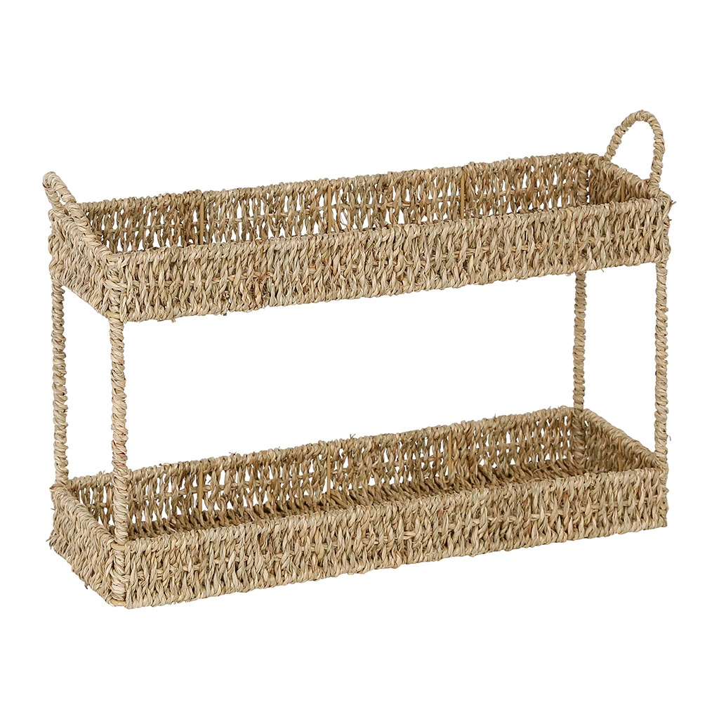 Etagere 2 Niveaux En Jonc De Mer Naturel H26.5cm - Borneo 4 Etagere 2 Niveaux En Jonc De Mer Naturel H26.5cm - Borneo – Image 4