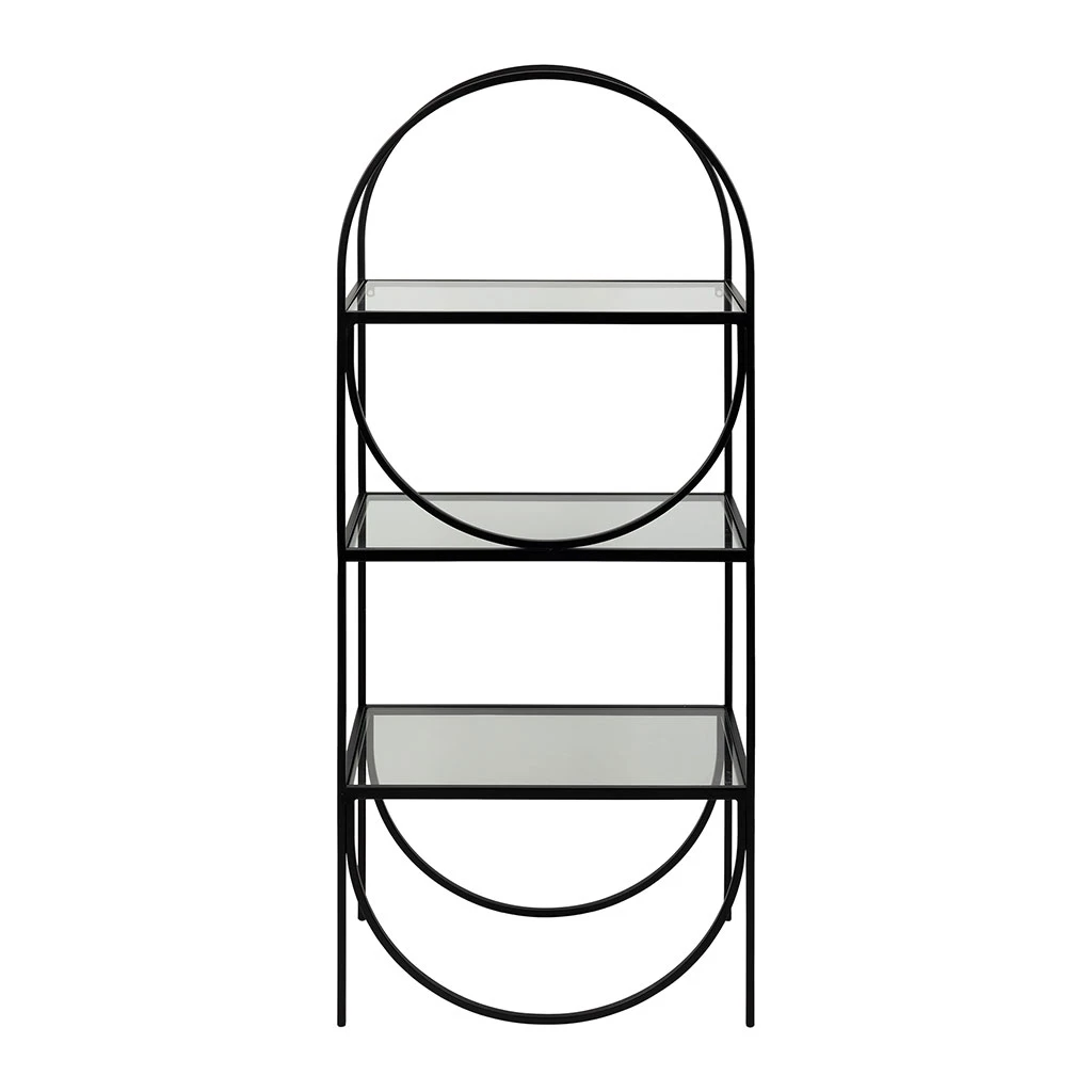 Étagère 3 Niveaux En Verre Et Fer Noir H120cm - Lernet 1 Étagère 3 Niveaux En Verre Et Fer Noir H120cm - Lernet