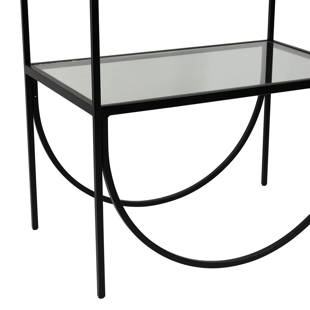 Étagère 3 Niveaux En Verre Et Fer Noir H120cm - Lernet 5 Étagère 3 Niveaux En Verre Et Fer Noir H120cm - Lernet – Image 5