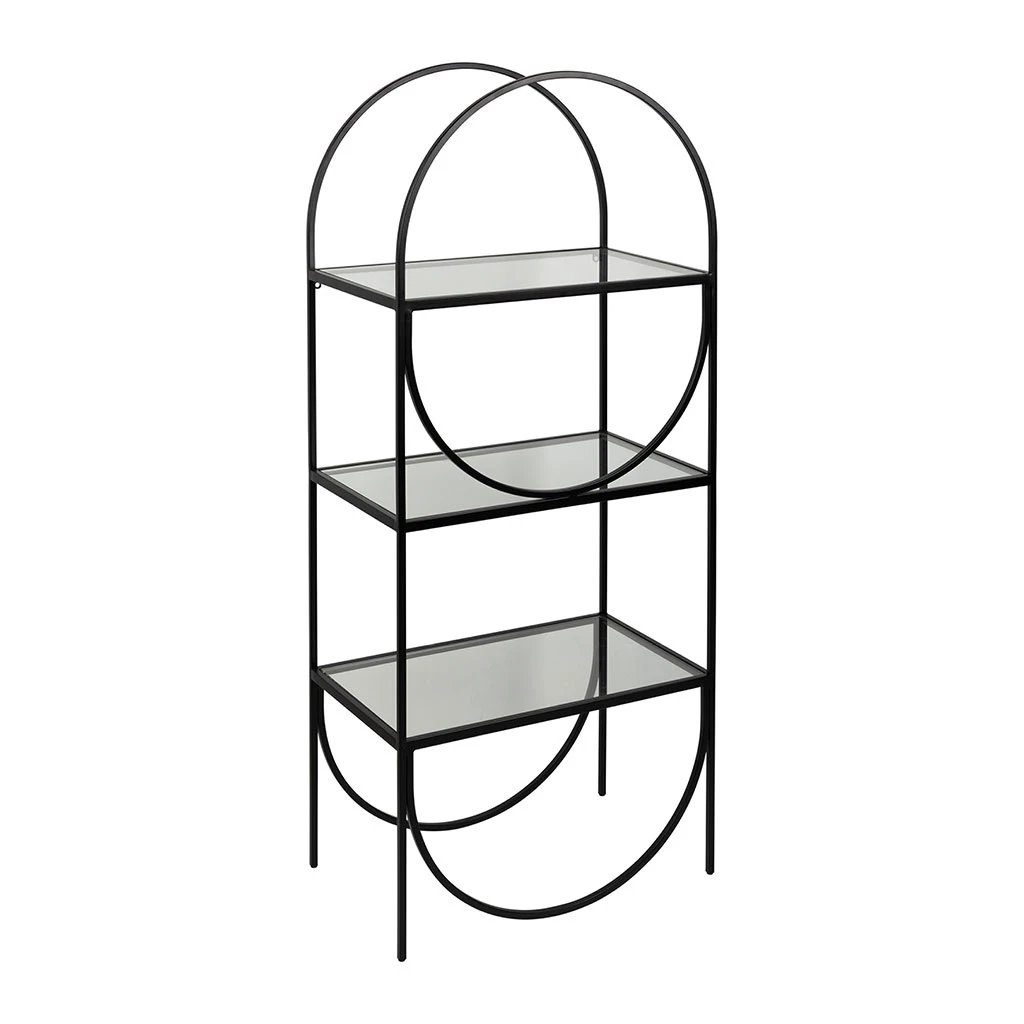 Étagère 3 Niveaux En Verre Et Fer Noir H120cm - Lernet 3 Étagère 3 Niveaux En Verre Et Fer Noir H120cm - Lernet – Image 3