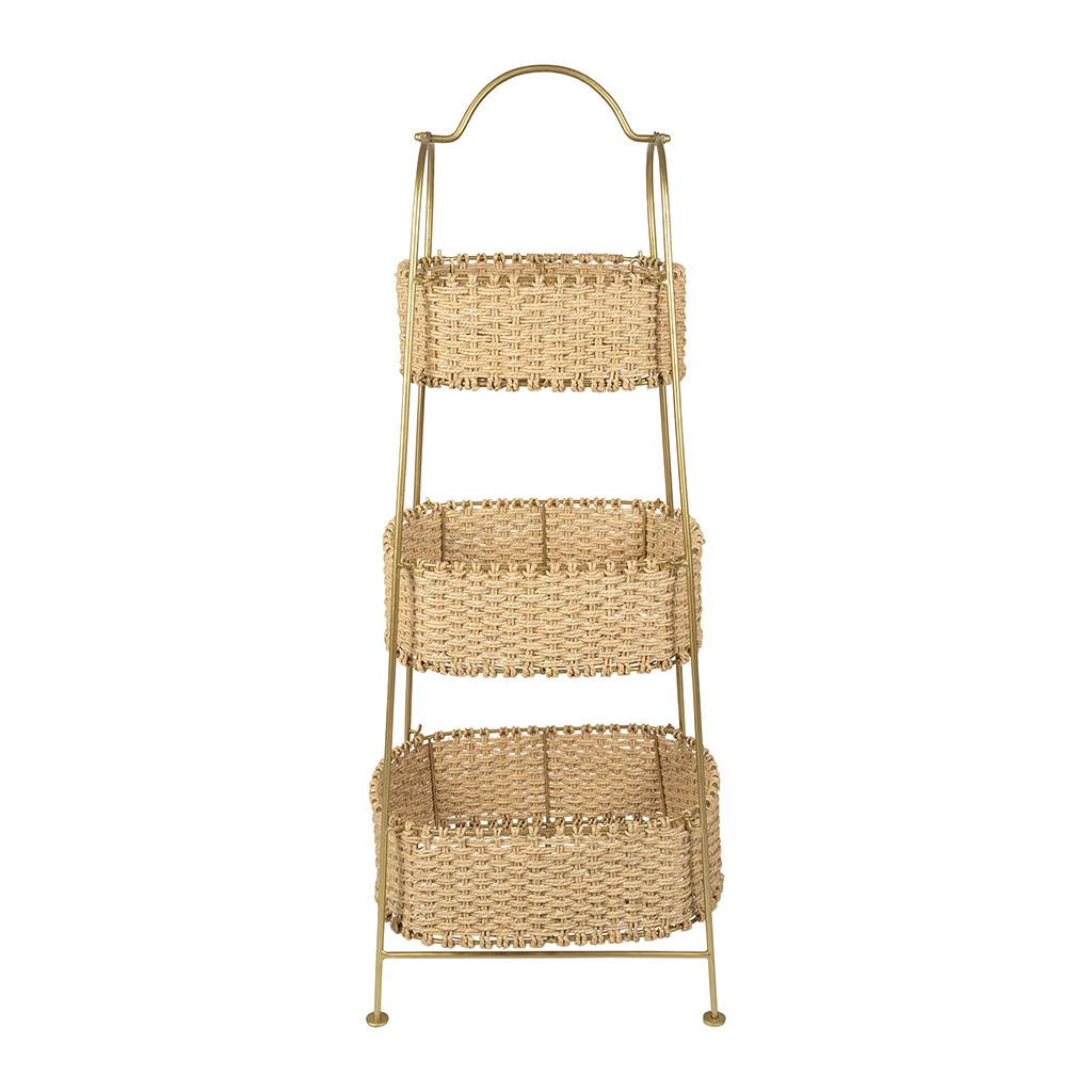 Étagère 3 Paniers En Jute Et Fer Doré H104cm - Réserve 2 Étagère 3 Paniers En Jute Et Fer Doré H104cm - Réserve – Image 2