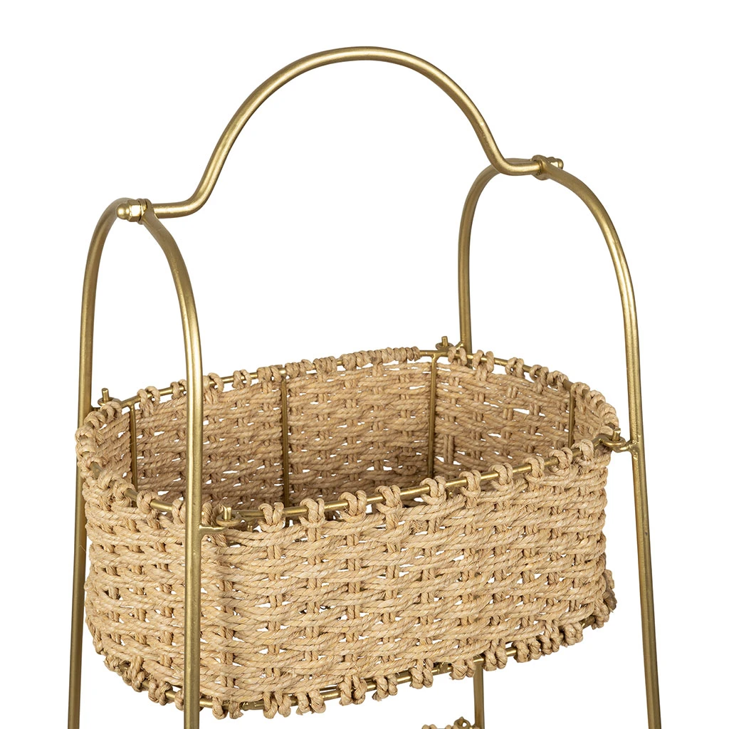 Étagère 3 Paniers En Jute Et Fer Doré H104cm - Réserve 3 Étagère 3 Paniers En Jute Et Fer Doré H104cm - Réserve – Image 3