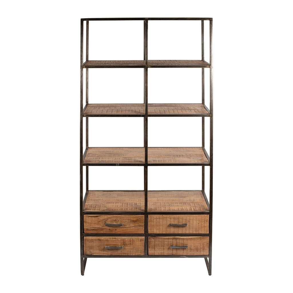 Etagère En Fer Noir Et Bois D' AcaciaH200cm- Factory