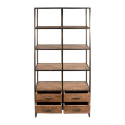 Etagère En Fer Noir Et Bois D' AcaciaH200cm- Factory -Magasin Général Pour La Maison etagere en fer noir et bois d acacia h200cm factory 36485 36485 DET01 WEB 1