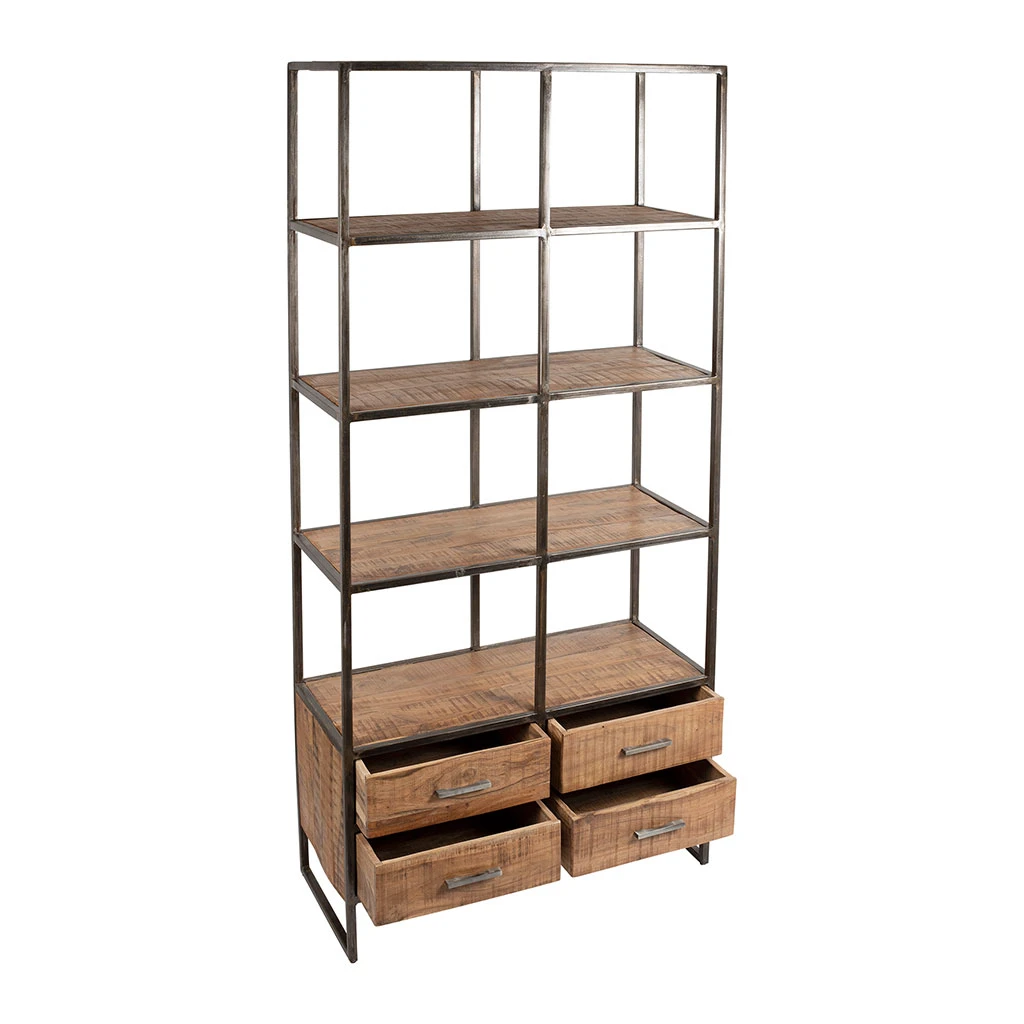 Etagère En Fer Noir Et Bois D' AcaciaH200cm- Factory – Image 3