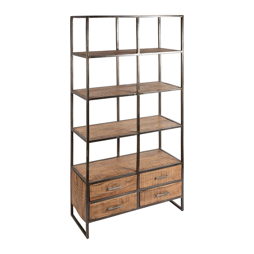 Etagère En Fer Noir Et Bois D' AcaciaH200cm- Factory – Image 8