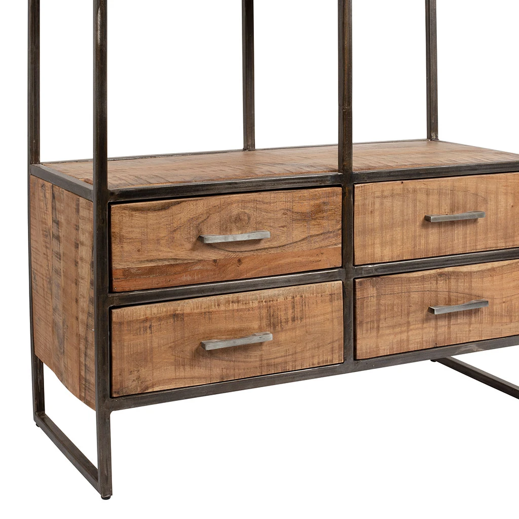 Etagère En Fer Noir Et Bois D' AcaciaH200cm- Factory – Image 4